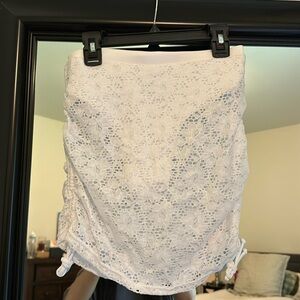 New White Bikini Bottom with Lace Overlay